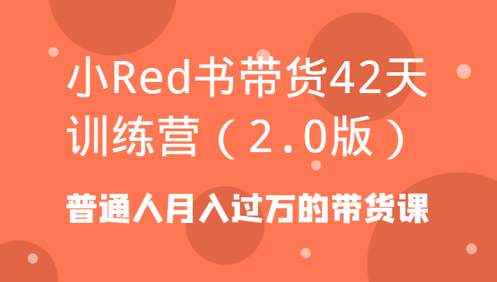 小Red书带货42天训练营(2.0版)普通人月入过万的带货课