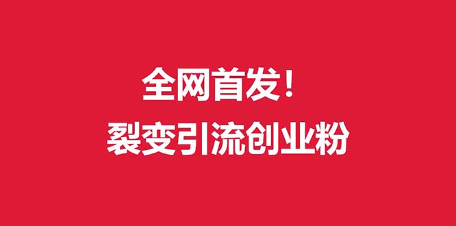 (全网首发)外面收费几千的裂变引流高质量创业粉