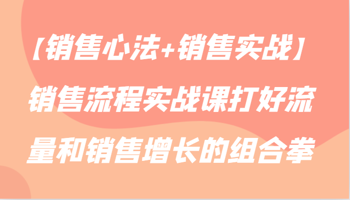 【销售心法+销售实战】销售流程实战课打好流量和销售增长的组合拳