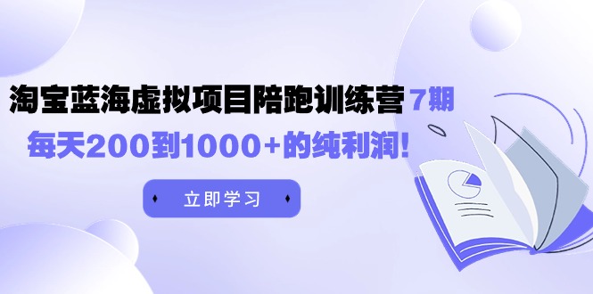 (9541期)黄岛主《淘宝蓝海虚拟项目陪跑训练营7期》每天200到1000+的纯利润