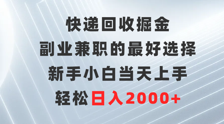 (9546期)快递回收掘金，副业兼职的最好选择，新手小白当天上手，轻松日入2000+