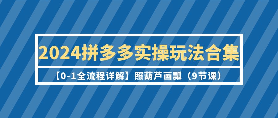 (9559期)2024拼多多实操玩法合集【0-1全流程详解】照葫芦画瓢(9节课)