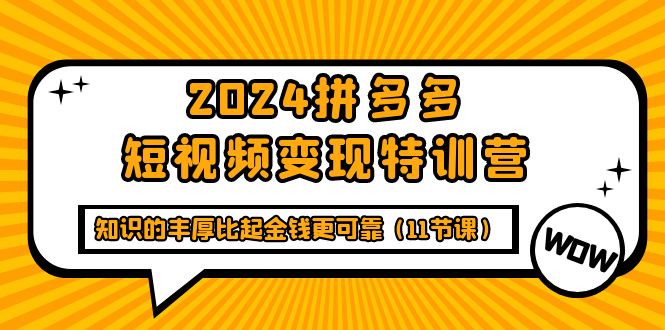 (9817期)2024拼多多短视频变现特训营，知识的丰厚比起金钱更可靠(11节课)