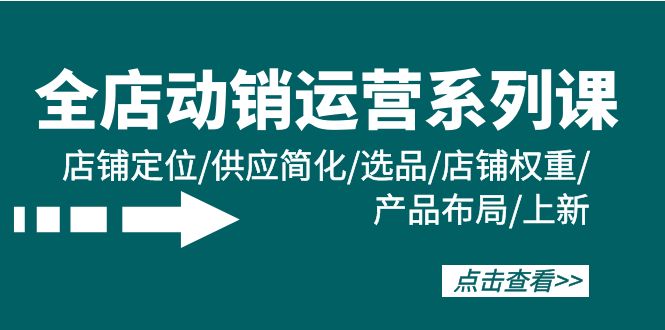 (9845期)全店·动销运营系列课：店铺定位/供应简化/选品/店铺权重/产品布局/上新