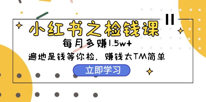 (9890期)小红书之检钱课：从0开始实测每月多赚1.5w起步，赚钱真的太简单了(98节)