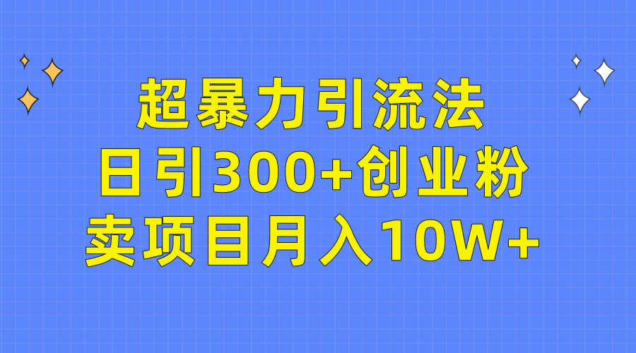 (9954期)超暴力引流法，日引300+创业粉，卖项目月入10W+