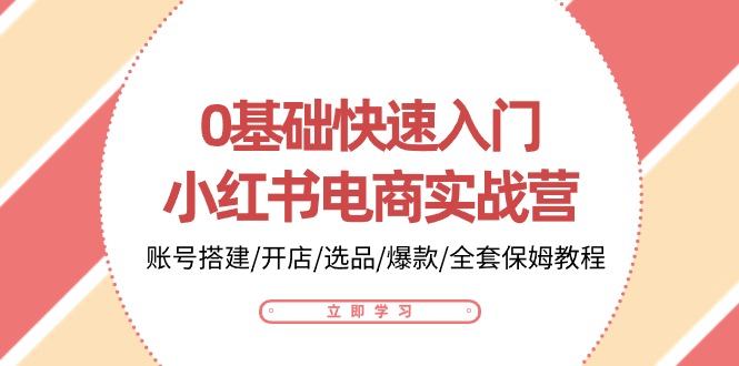 0基础快速入门-小红书电商实战营：账号搭建/开店/选品/爆款/全套保姆教程